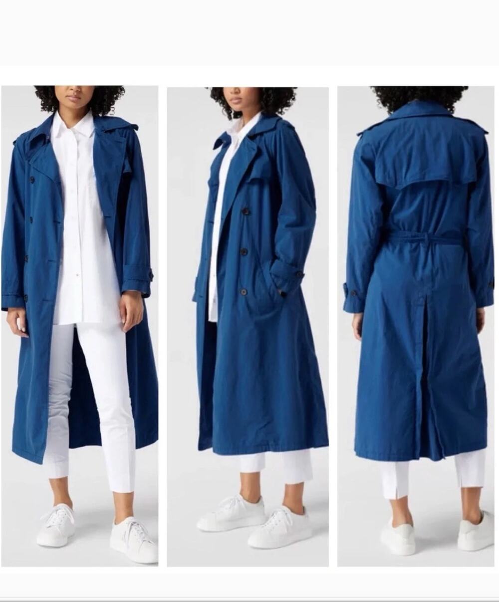 NWT Lauren Ralph Lauren Deadstock Blue Featherweight Twill Trench 4 Coat Preppy